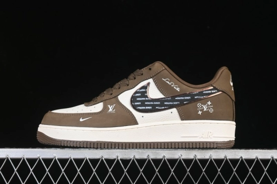 Nike Air Force 1 '07 Low LV Collaboration Military Green Silver Black Casual Sneakers - DK0188-086