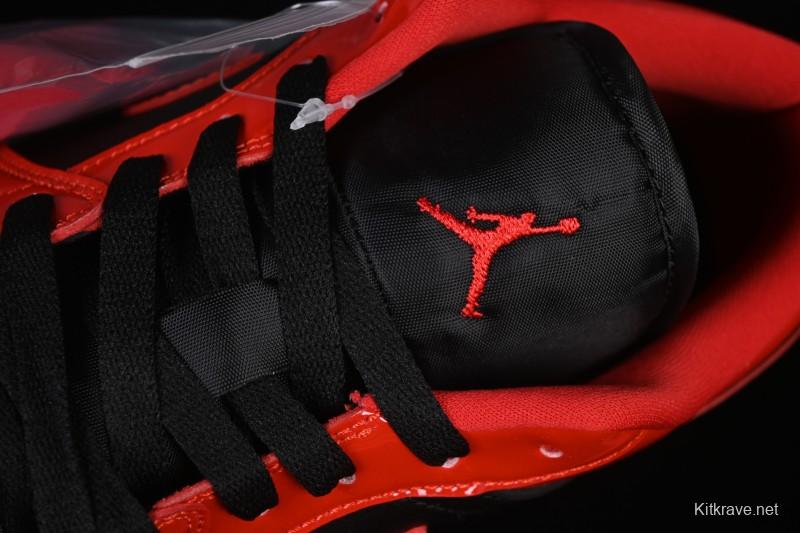 Nike Air Jordan 1 Low AJ1 Patent Leather Black Red Low-Top Casual Sneakers HV4089-006