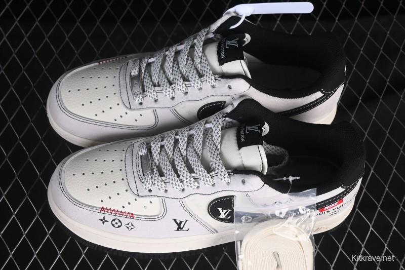 Nike Air Force 1 '07 Low LV Collaboration Black Swoosh Woven Label Casual Sneakers - CX5050-Y23