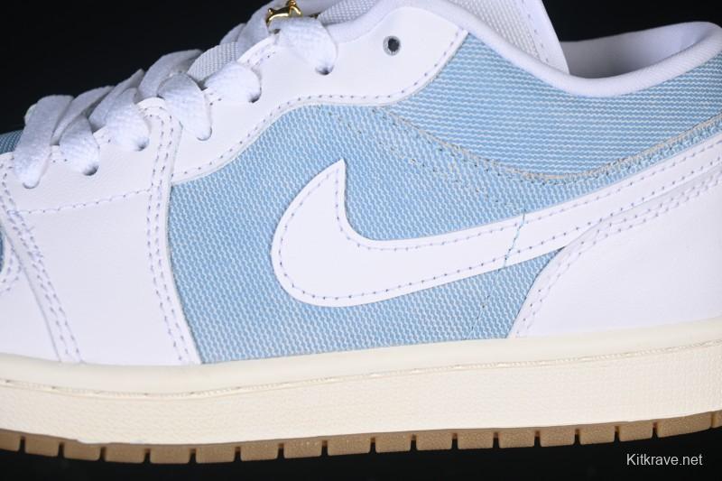 Nike Air Jordan 1 Low Denim Worn Blue Retro Basketball Shoes - HQ2004-400