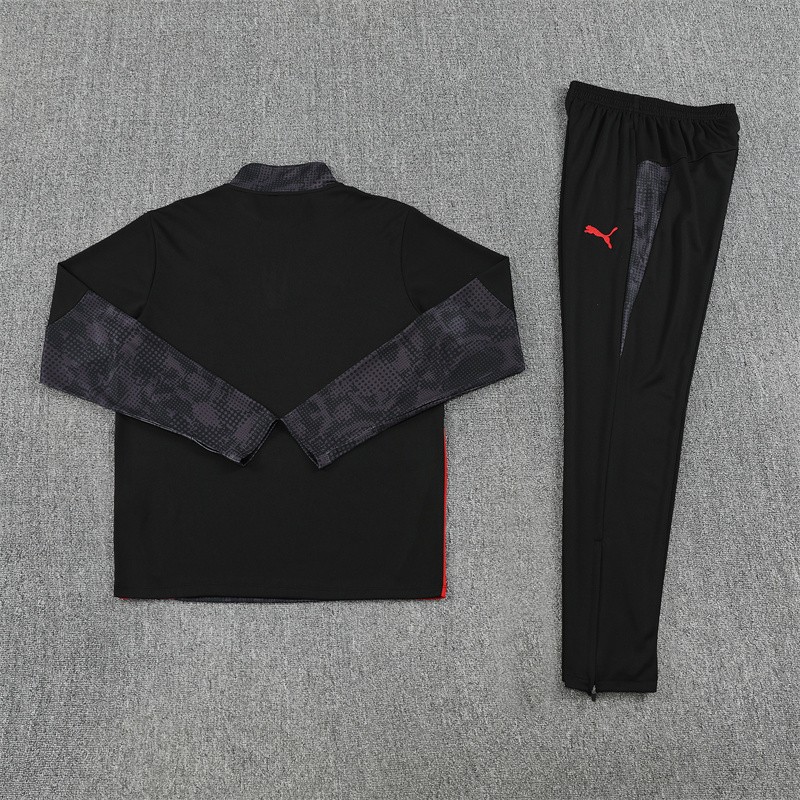 25/26 AC Milan Black Camouflage Half Zipper Jacket+Long Pants