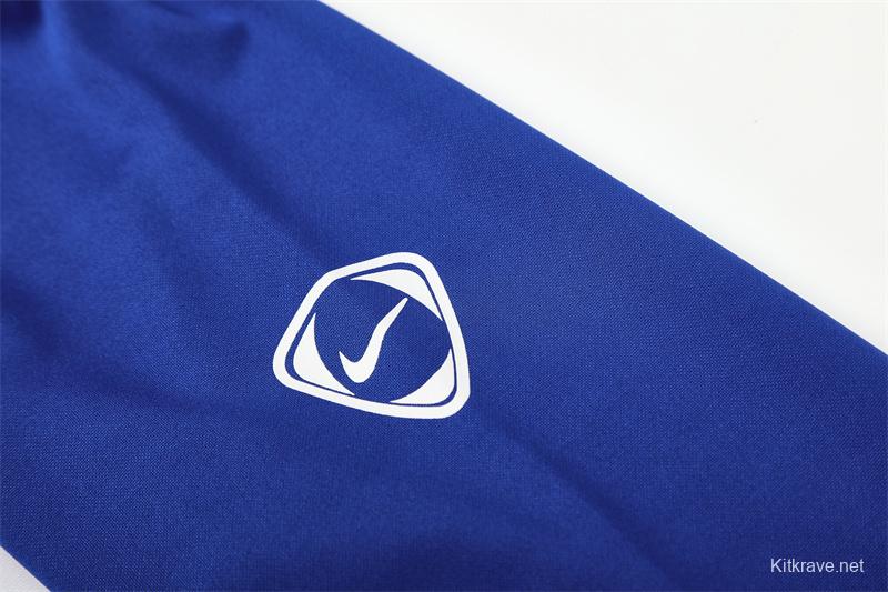 2002 Brazil Color Blue Half Zipper Jacket+Long Pants