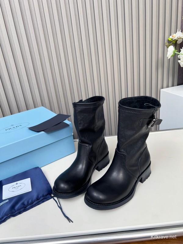 Prada 2025 SS Retro Martin Boots Riding Boots - LY00350