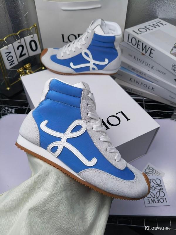 LOEWE High-Top German Training Sneakers Retro Fashion Casual White Shoes - LY00330