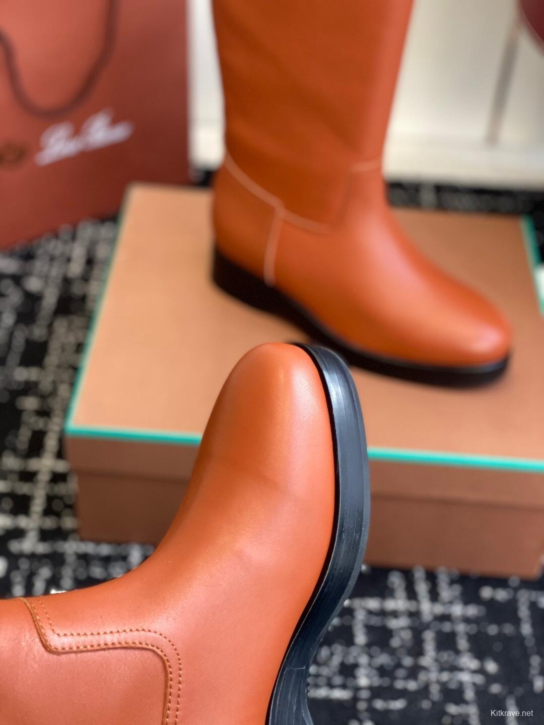 Brunello Cucinelli Classic Spring BC Calfskin High Top Thick Sole Riding Boots Long Boots - KFY00450