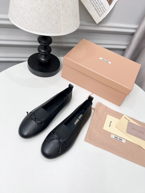 Miu Miu Ballerina Flats with Bow Mary Jane Design - LY00260