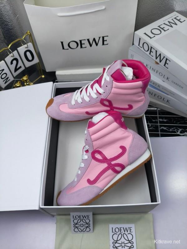 LOEWE High-Top German Training Sneakers Retro Fashion Casual White Shoes - LY00330