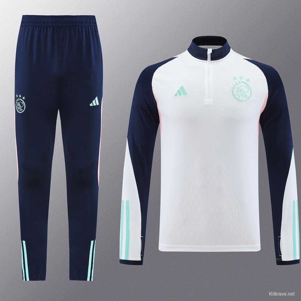23/24 Ajax White S-2XL Half Zipper Jacket+Long Pants