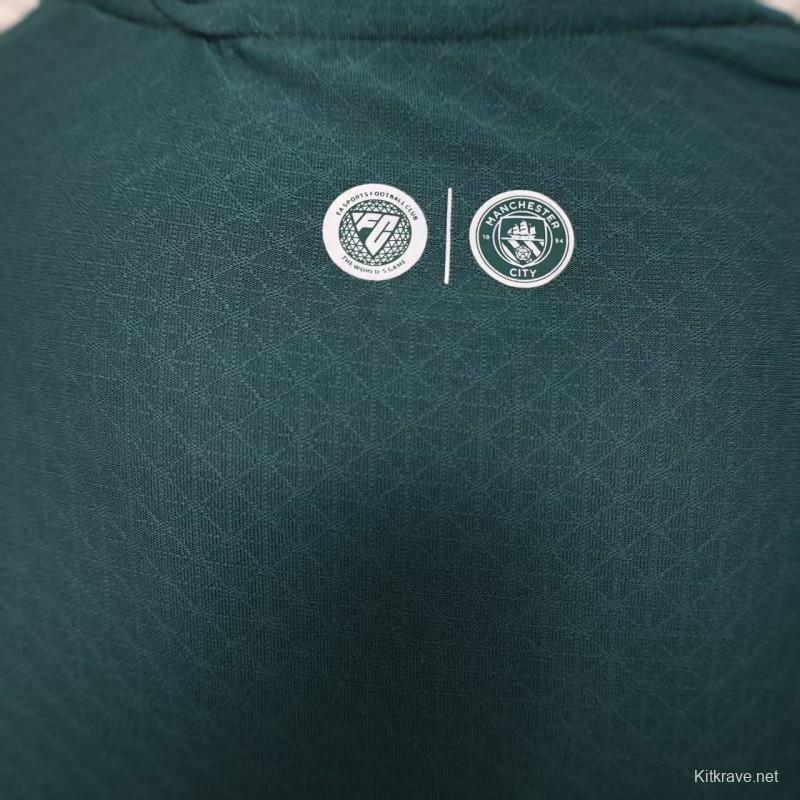 25/26 Player Version  Manchester City Third Dark Green with Geometric Triangle Pattern Jersey