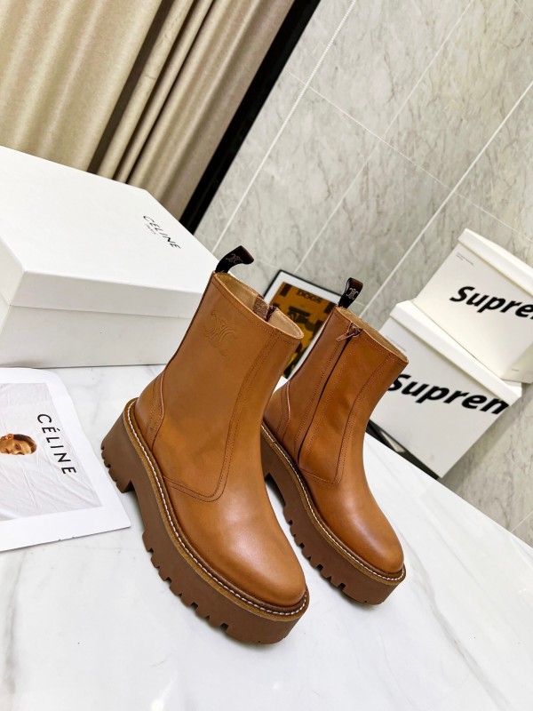 Celine 2025/ss Triomphe Side Zip Ankle Boots - L Y00320