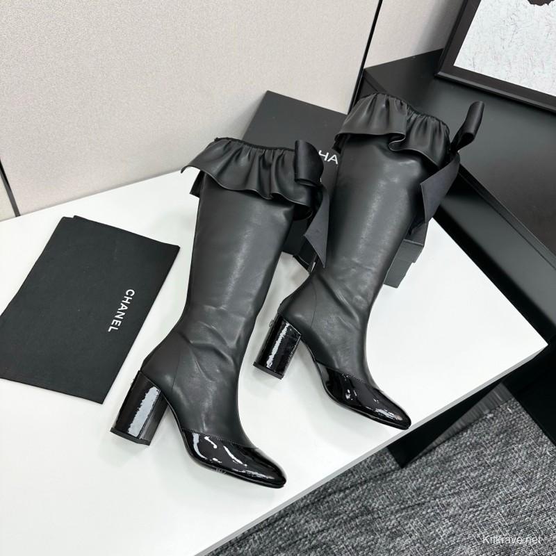 Chanel 2025 SS Bow Detail Block Heel Boots - L Y00600
