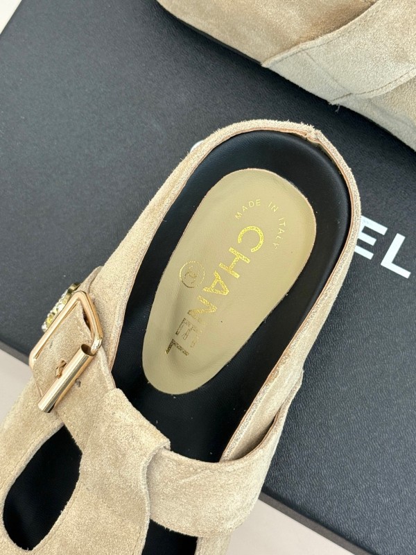 Chanel 2025 SS Minimalist Retro Birkenstock Sandals Half-Slip - KFY00280