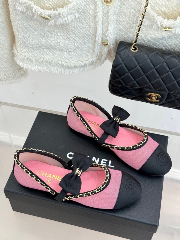 Chanel 2025 SS Hollow Chain Bow Mary Jane Shoes - KFY00290/KFY00300