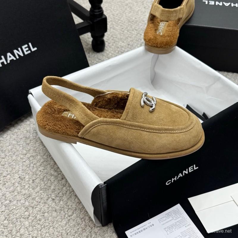 Chanel 2025/SS Teddy Fur Loafers with Double C Logo - KFY00300