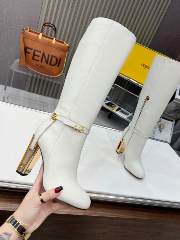 FENDI Delfina Round Toe Boots with FF Buckle - LY00520