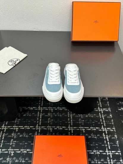 Hermès Deep Series Couple's White Sneakers Casual Skate Shoes - AS00320