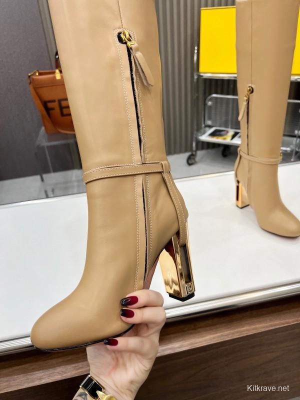 FENDI Delfina Round Toe Boots with FF Buckle - LY00520