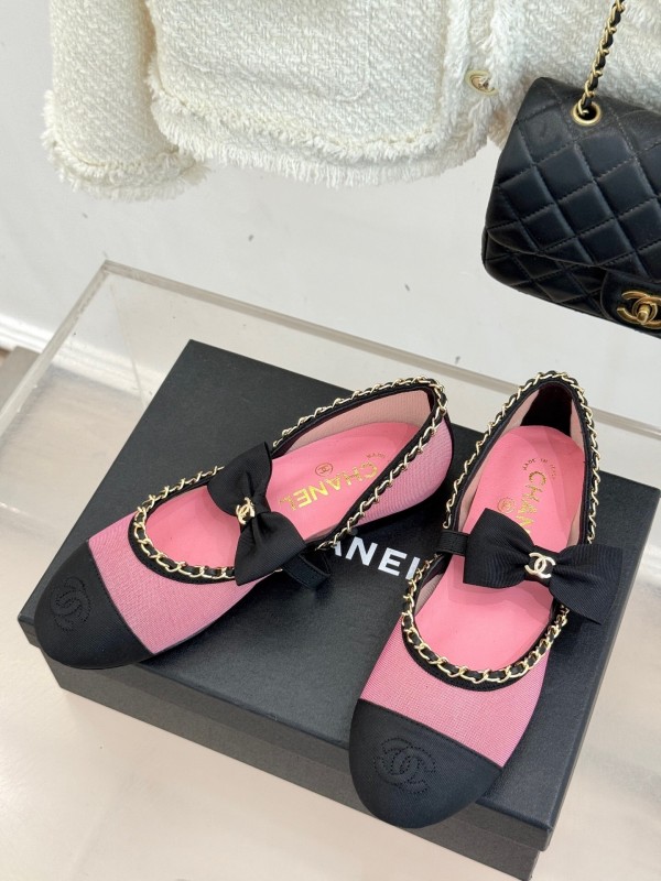 Chanel 2025 SS Hollow Chain Bow Mary Jane Shoes - KFY00290/KFY00300