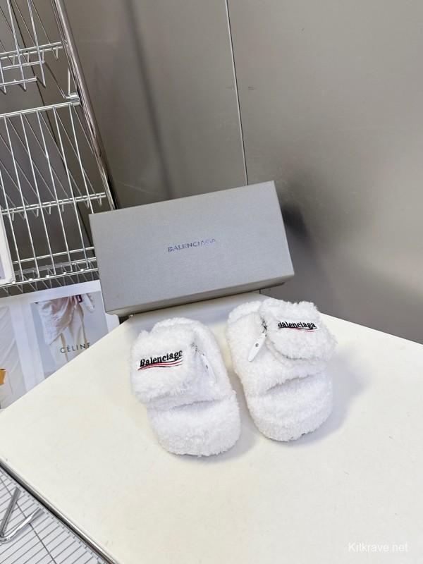 Balenciaga 2025 SS Couple Edition Coca-Cola Fur Slides - KFY00230