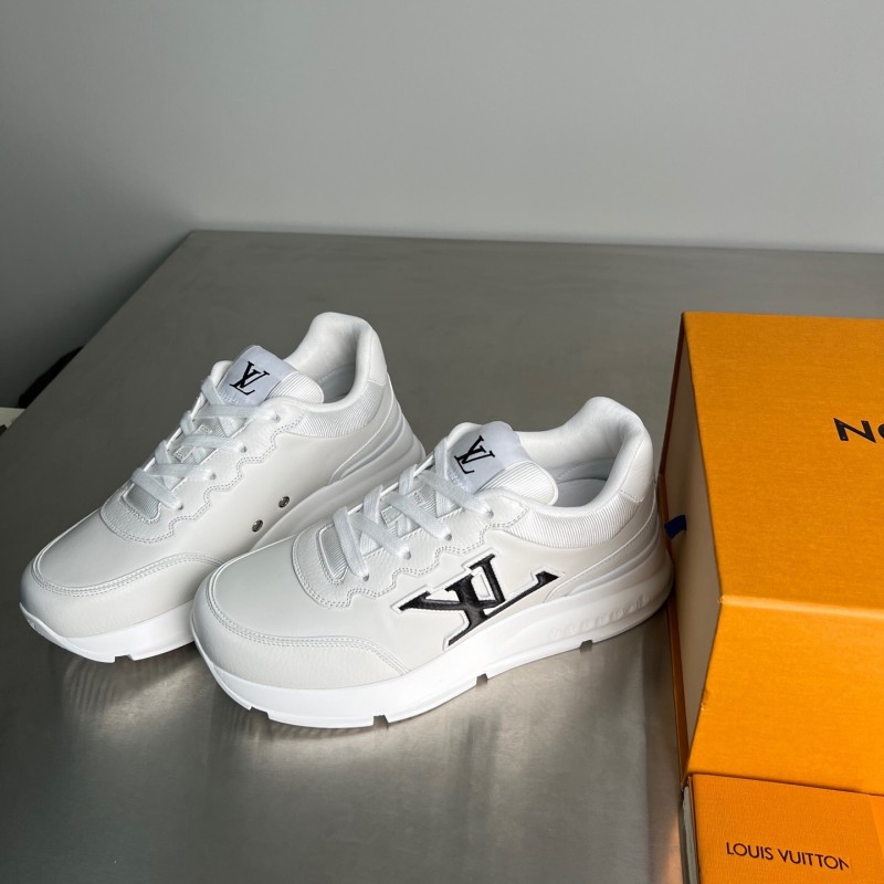 Lv Classic Leather Round Toe Lace-Up Low Top Casual Shoes - YC