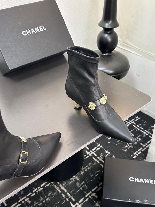 Chanel 2025/SS 24B Autumn Winter New High Heel Bow Sock Boots - LY00380