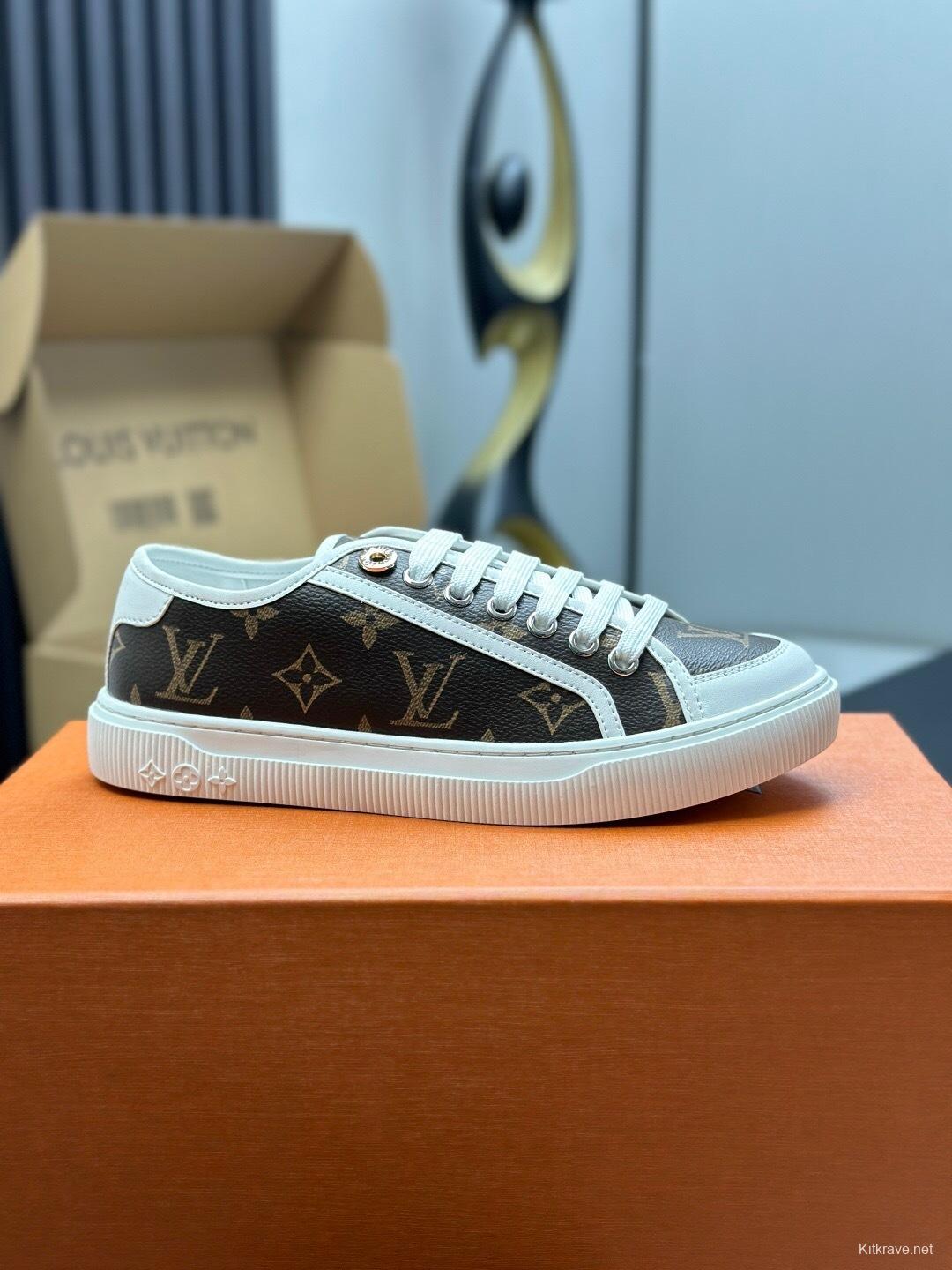 Louis Vuitton Time Out Series Animal Print Casual White Sneakers - AS00260