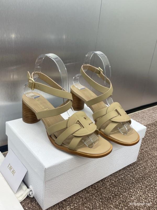 Dior D-Club Jelly Color Hollow Layered Cross Strap Mid Heel Women's Shoes - KFY00290