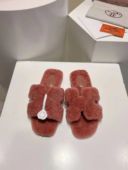 Hermès Teddy Wool Flat Slippers - LY00240