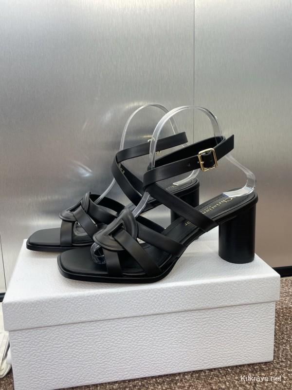 Dior D-Club Jelly Color Hollow Layered Cross Strap High Heel Women's Shoes - KFY00290