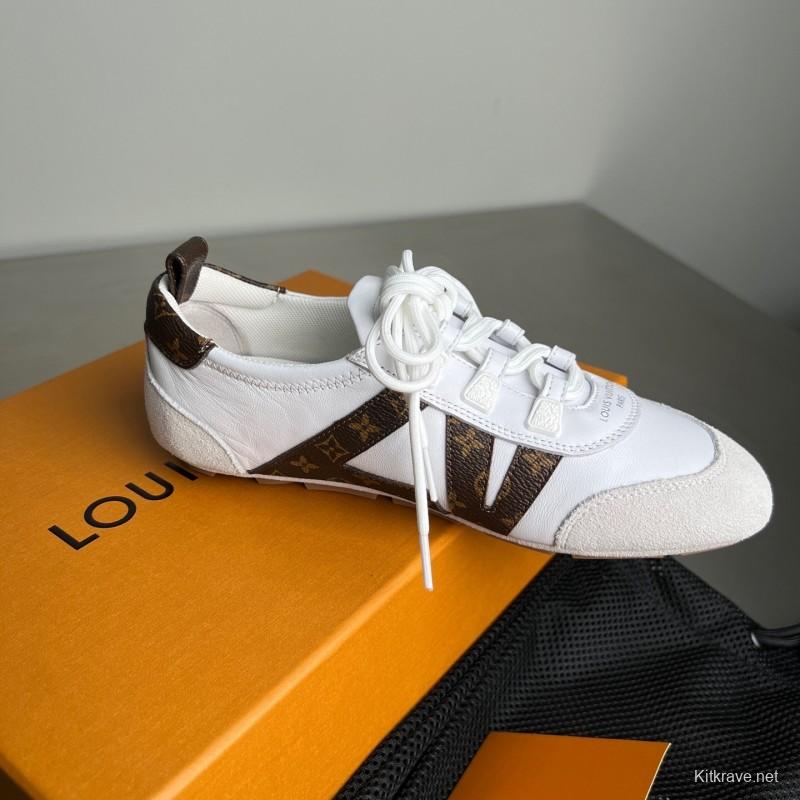 Lv Sneakerina 2025 SS Ballet Round Toe Lace-Up Low Top Lifestyle Casual Shoes - YC