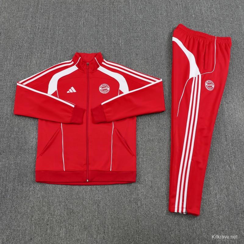 25/26 Bayern Munich Red Full Zipper Jacket+Long Pants