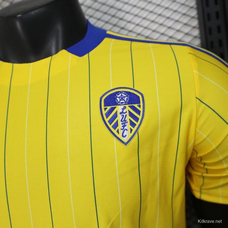 Player Version 25/26 Leeds United Retro Home Yellow with Vertical Stripe Pattern Jersey