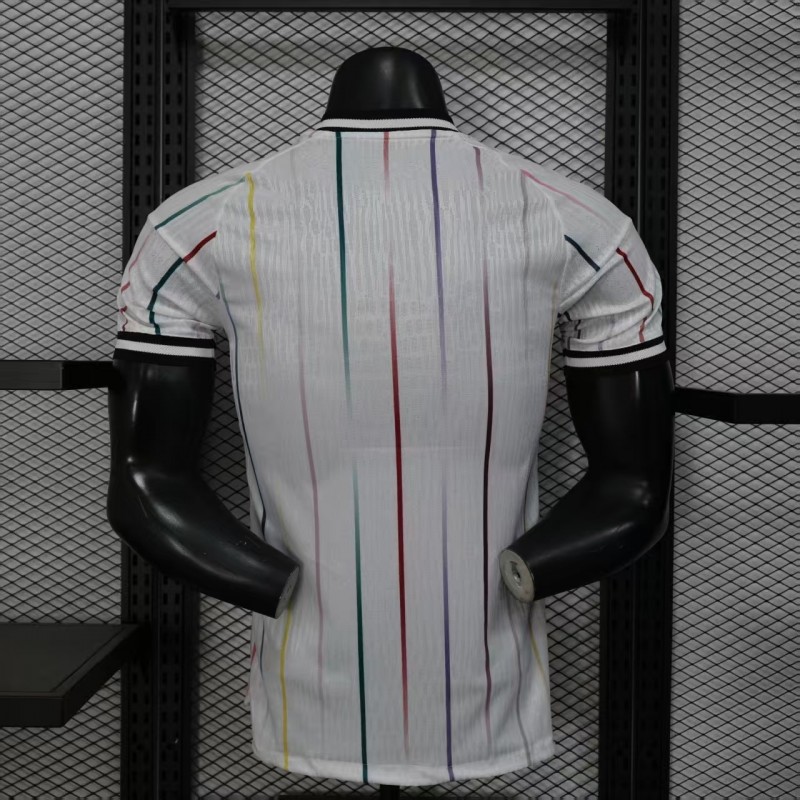Player Version 2026 Japan Away White with Colorful Vertical Stripe Pattern Jersey