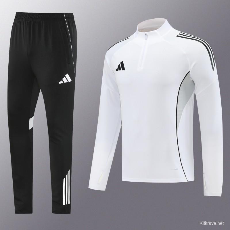 25/26  Adidas White Full zipper Jacket Tracksuit+ long pants