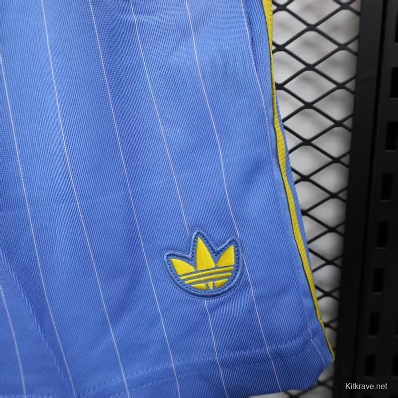 Retro Player Version  1990/91 Manchester United Third Sky Blue with Pinstripe Pattern Shorts