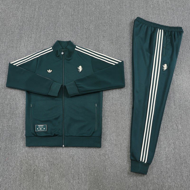 25/26  Juventus Retro Dark Green  Full zipper Jacket Tracksuit+ long pants