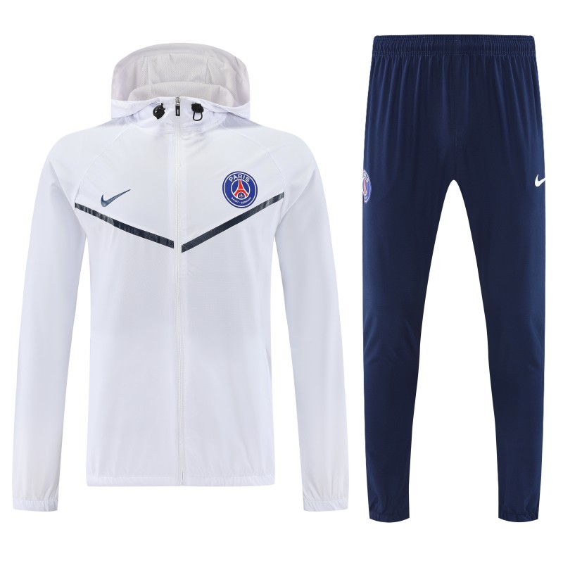 25/26 Paris White Full zipper Jacket Tracksuit+ long pants