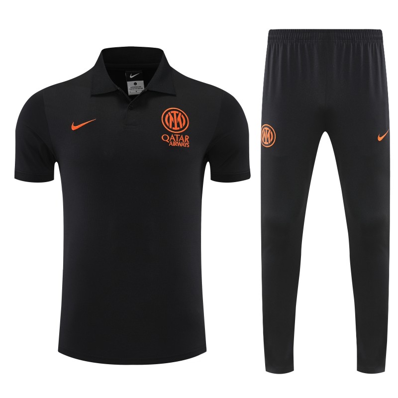 26/27 Inter Milan Black Polo Training Shirt + Long Pants Tracksuit