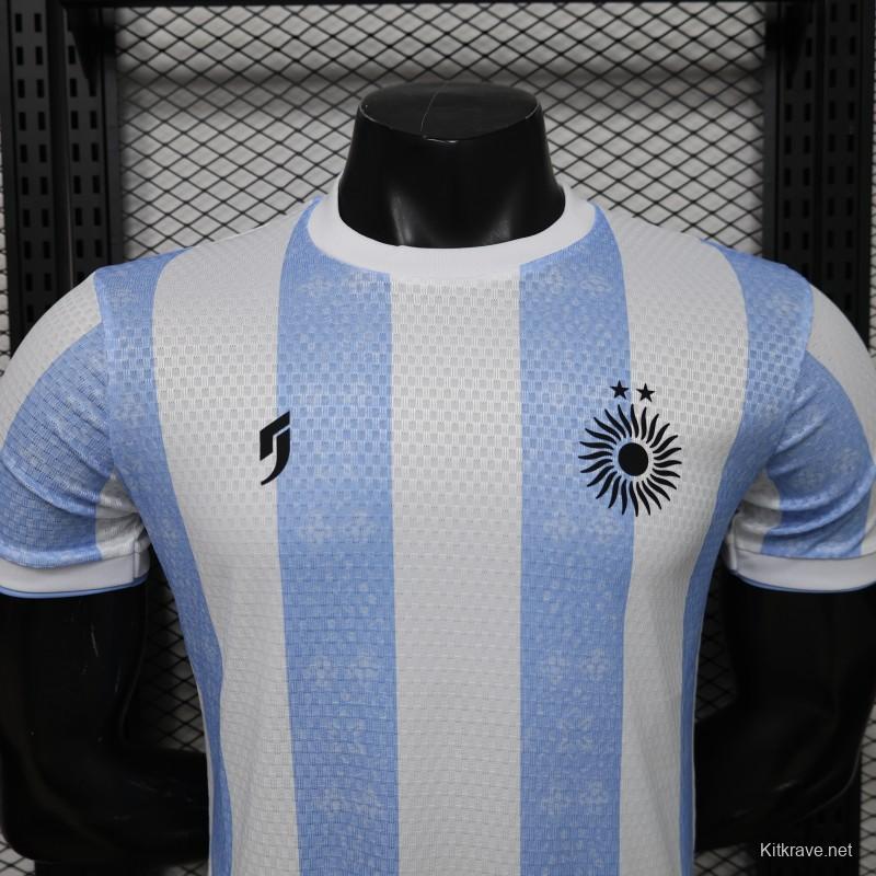 Player Version 2027 Argentina Home White & Light Blue Stripe Maradona Tribute Jersey
