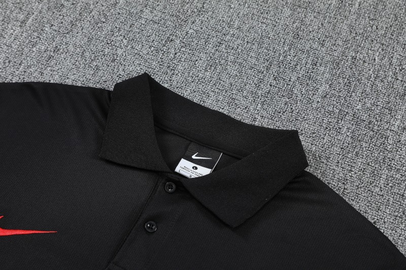 26/27  Paris Black Polo Training Shirt + Long Pants Tracksuit