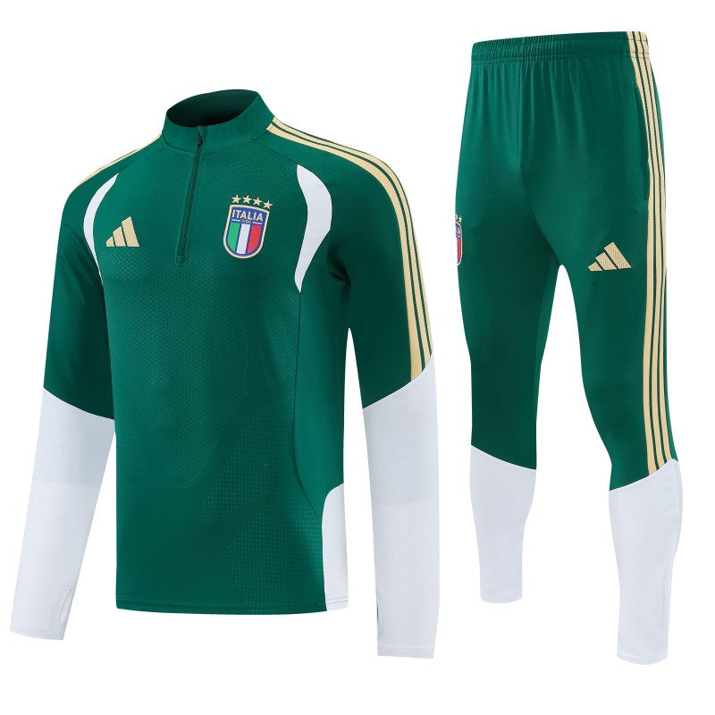 26/27 Italy Green Half Zipper Jacket Tracksuit + Long Pants