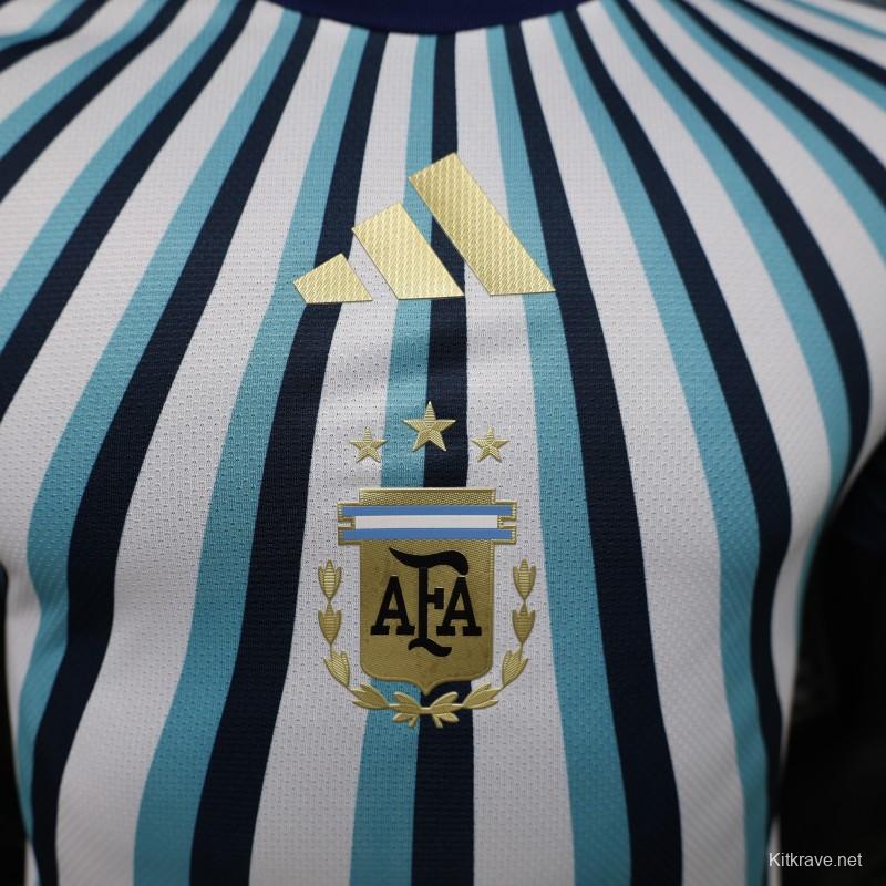 Player Version 2026 Argentina White Light Blue Dark Blue Radial Stripe Special Edition Jersey