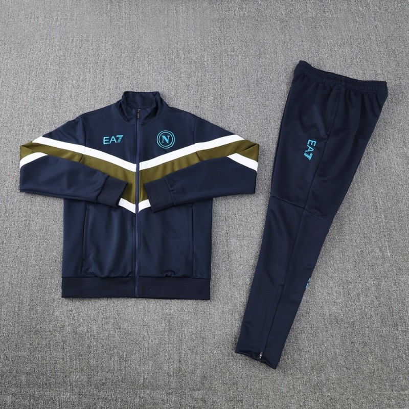 26/27 Napoli Navy Blue  Full Zipper Jacket Tracksuit + Long Pants