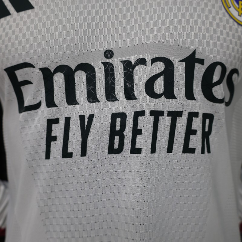 Player Version 26/27 Real Madrid White with Burgundy Stripe Long Sleeve Home Jersey