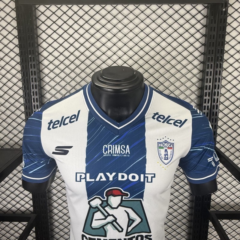 Player Version 25/26 CF Pachuca White & Blue Vertical Stripes Home Jersey