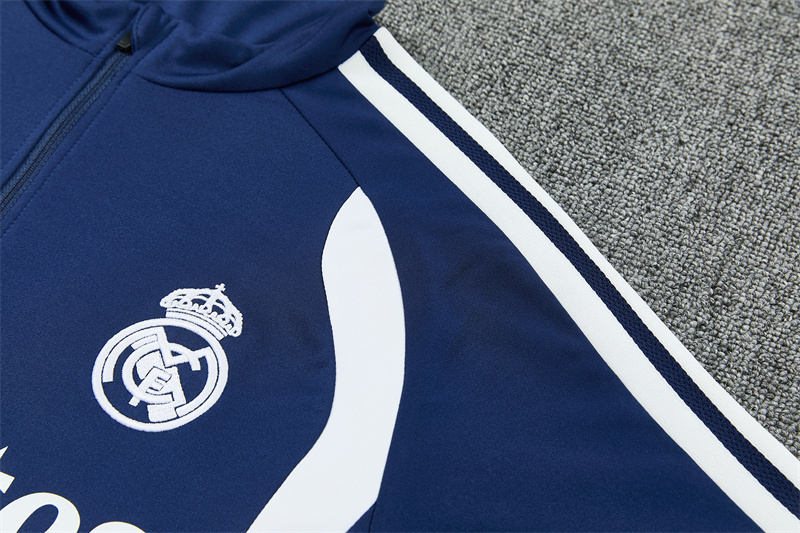 26/27 Real Madrid Away Navy Blue Half Zipper Jacket Tracksuit + Long Pants