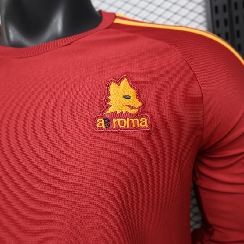 Player Version 2026 AS Roma Deep Red  84/85 Vintage Remake  Long Sleeve Home Jersey