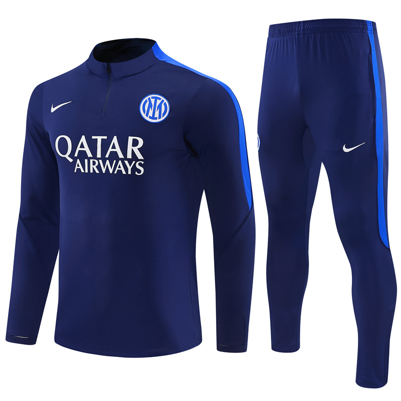 2026 Inter Milan Dark Navy Blue Half Zipper Jacket Tracksuit + Long Pants