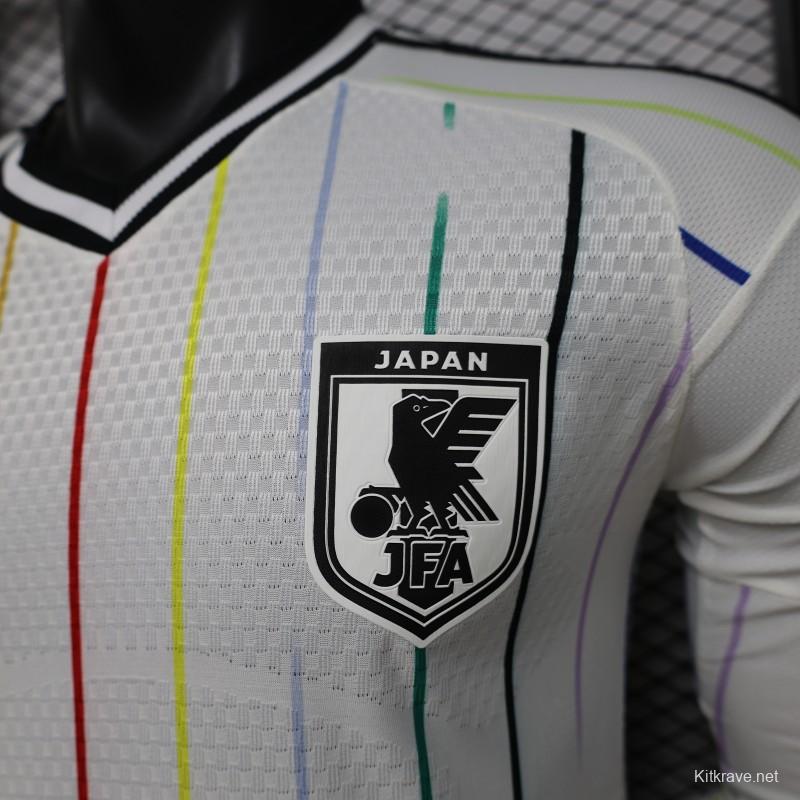Player Version 2026 Japan Special Edition White with Rainbow  Pinstripe Long Sleeve Jersey