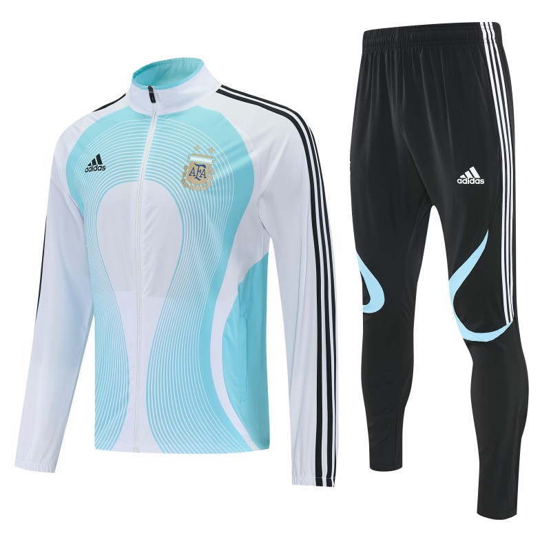 2026 Argentina White & Sky Blue Full Zipper Jacket Tracksuit + Long Pants
